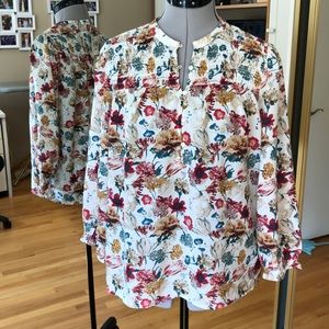 BOGO - NEW Lucky Brand Silky Floral 3/4 Sleeve Top Small
